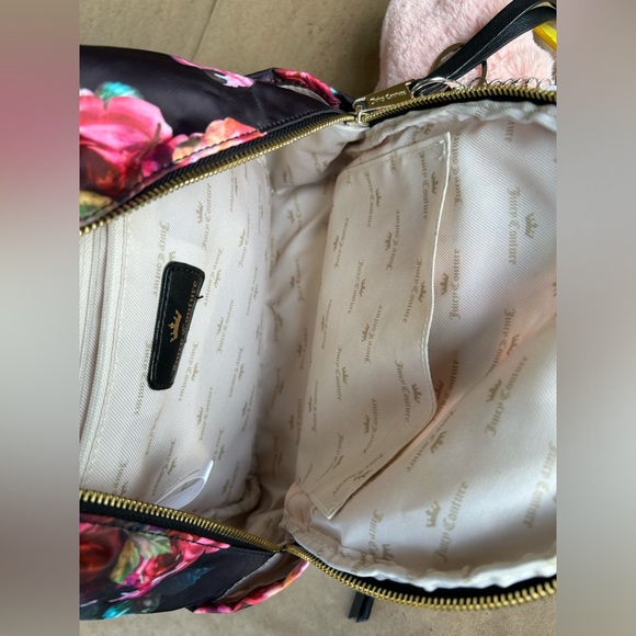 Juicy Couture Mini Backpack - Black Rosie - NWOT- Floral Pink Roses - - Picture 4 of 8